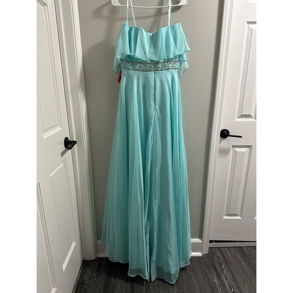 Mac Duggal FLOWY‎ OFF-THE-SHOULDER GOWN Mint - Picture 11 of 14